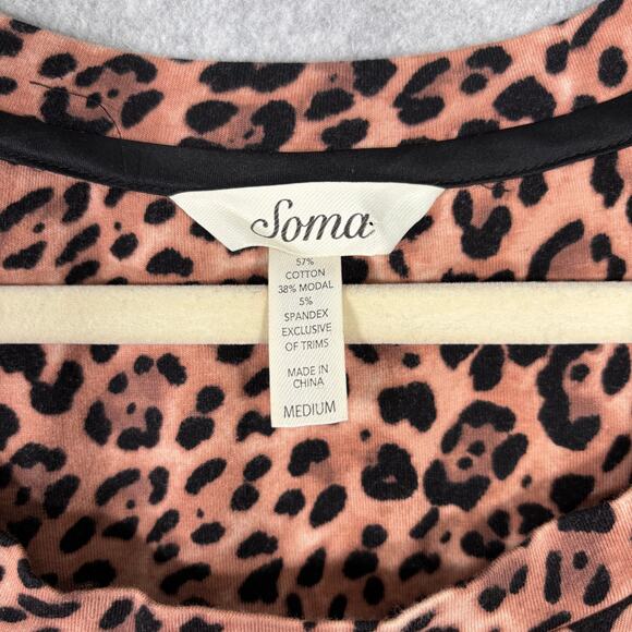 Soma Nightgown Sleep Shirt Womens Medium Animal Leopard Cotton Modal Soft‎ Thin - Picture 6 of 11